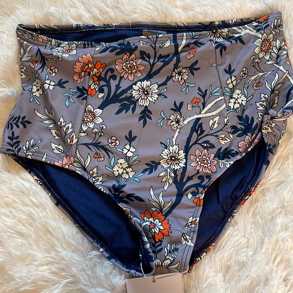 Kulani Kinis Bikini Bottoms High Waisted Floral size Large Brand New